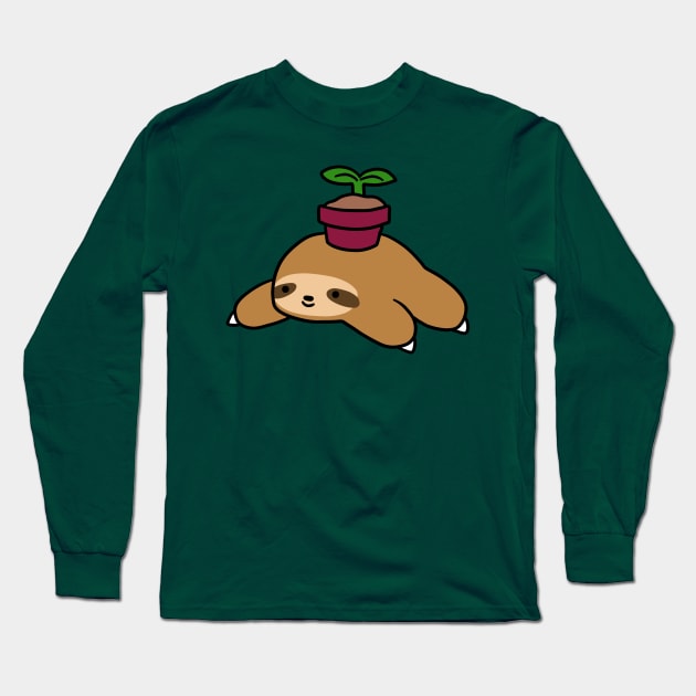 Potted Plant Sloth Long Sleeve T-Shirt by saradaboru